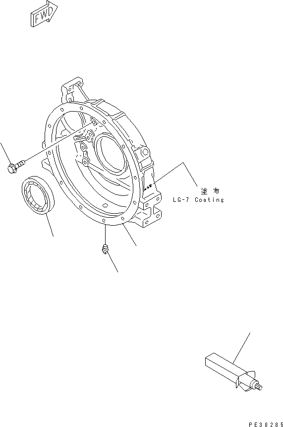 Komatsu parts book diagram for 4D95L-1GG S/N 131803-UP: FLYWHEEL HOUSING