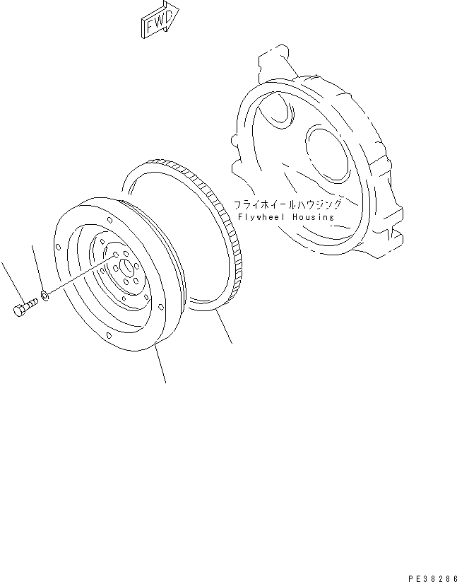 Komatsu parts book diagram for 4D95L-1GG S/N 131803-UP: FLYWHEEL