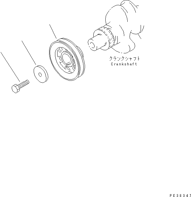 Komatsu parts book diagram for 4D95L-1GG S/N 131803-UP: CRANK PULLEY (NON HARDENING)
