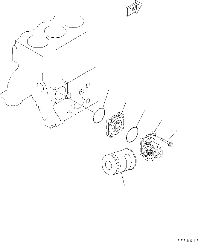 Komatsu parts book diagram for 4D95L-1GG S/N 131803-UP: OIL FILTER