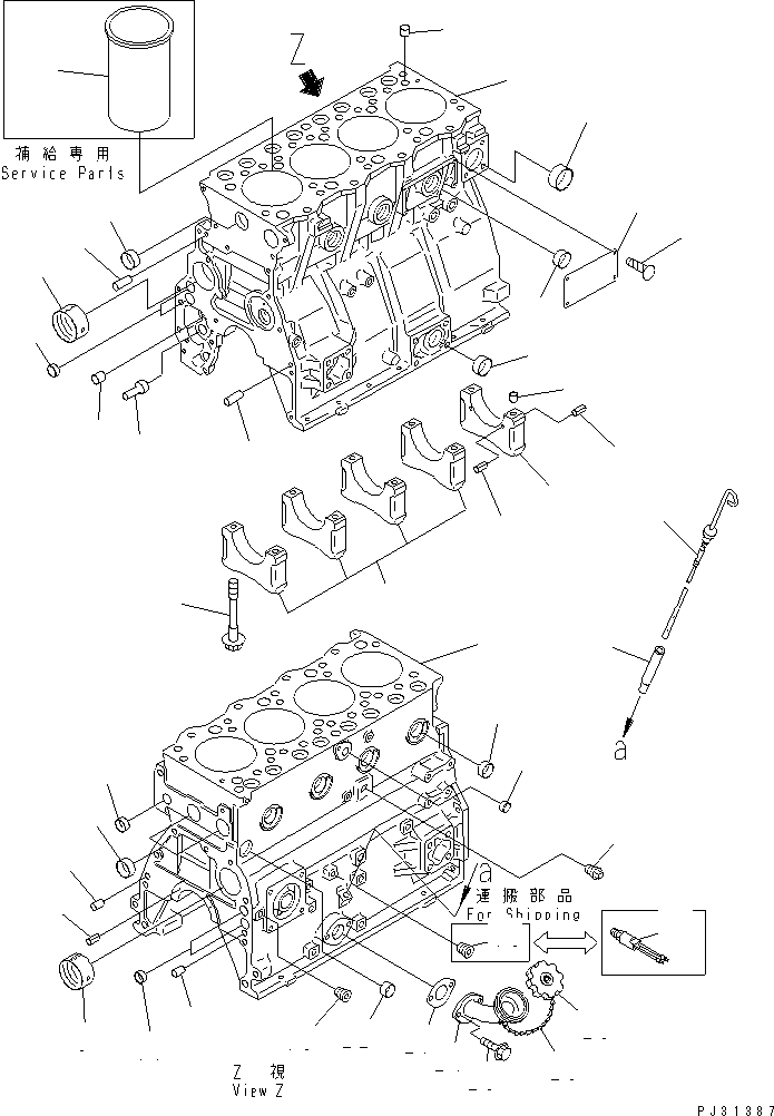 Engines Komatsu / 4D95L-W-1D-B S/N 19778-UP(4d95l-bc) / CYLINDER BLOCK(060010 : 0202)