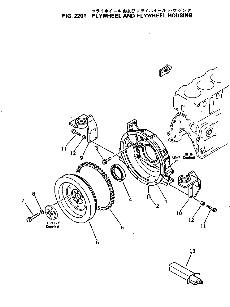 Engines Komatsu / 4D95L-1C S/N 10001-UP(4d95l-br) / FLYWHEEL AND FLYWHEEL HOUSING(060040 : 2201)