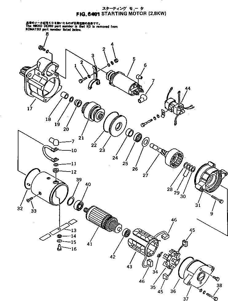 Engines Komatsu / 4D95L-1C S/N 10001-UP(4d95l-br) / STARTING MOTOR (2.8KW)(180050 : 6401)
