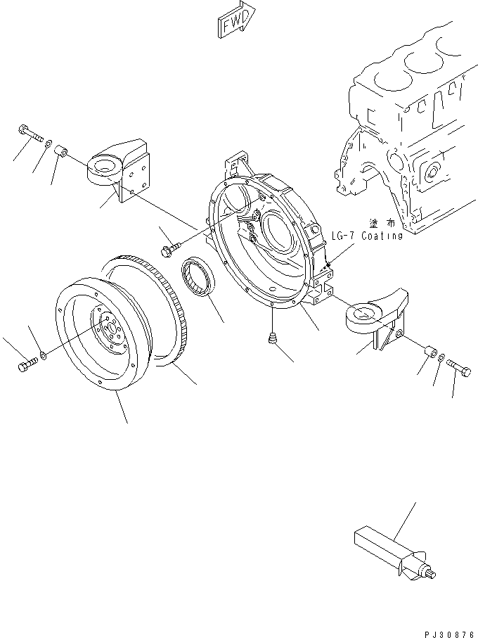Komatsu parts book diagram for 4D95L-1G S/N 16084-UP: FLYWHEEL AND FLYWHEEL HOUSING