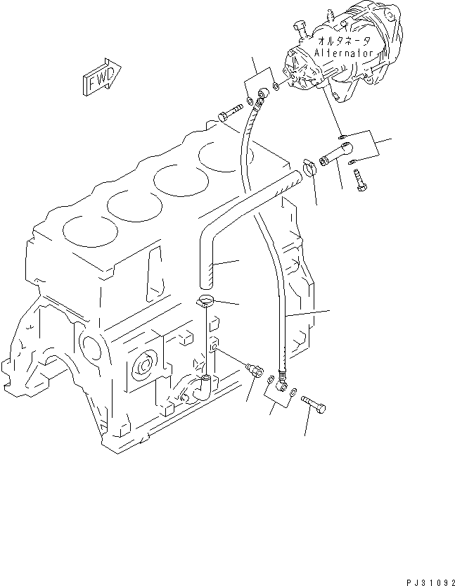 Komatsu parts book diagram for 4D95L-1G S/N 16084-UP: VACUUM PUMP PIPING