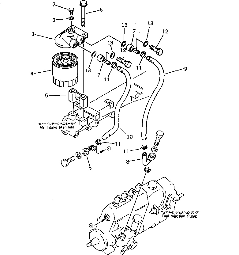 Engines Komatsu / 4D95L-W-1D-B S/N 19778-UP(4d95l-jr) / FUEL FILTER AND PIPING(120040 : 0411)