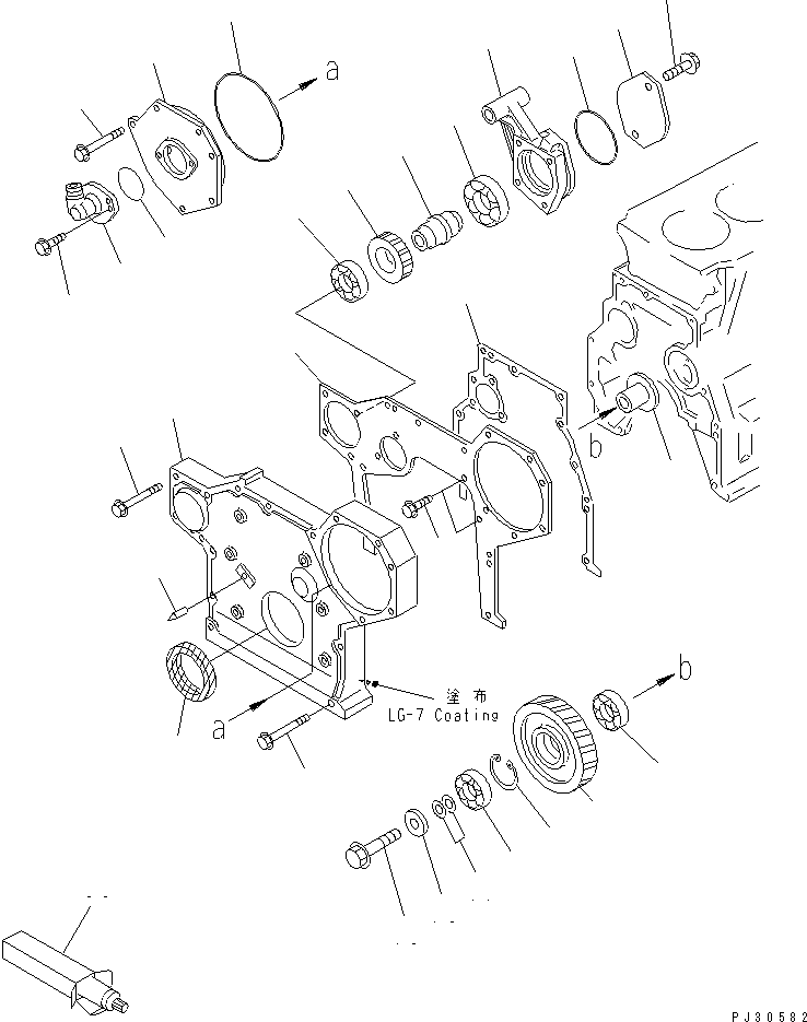 Komatsu parts book diagram for 4D95L-1G S/N 16084-UP: FRONT COVER AND GEAR