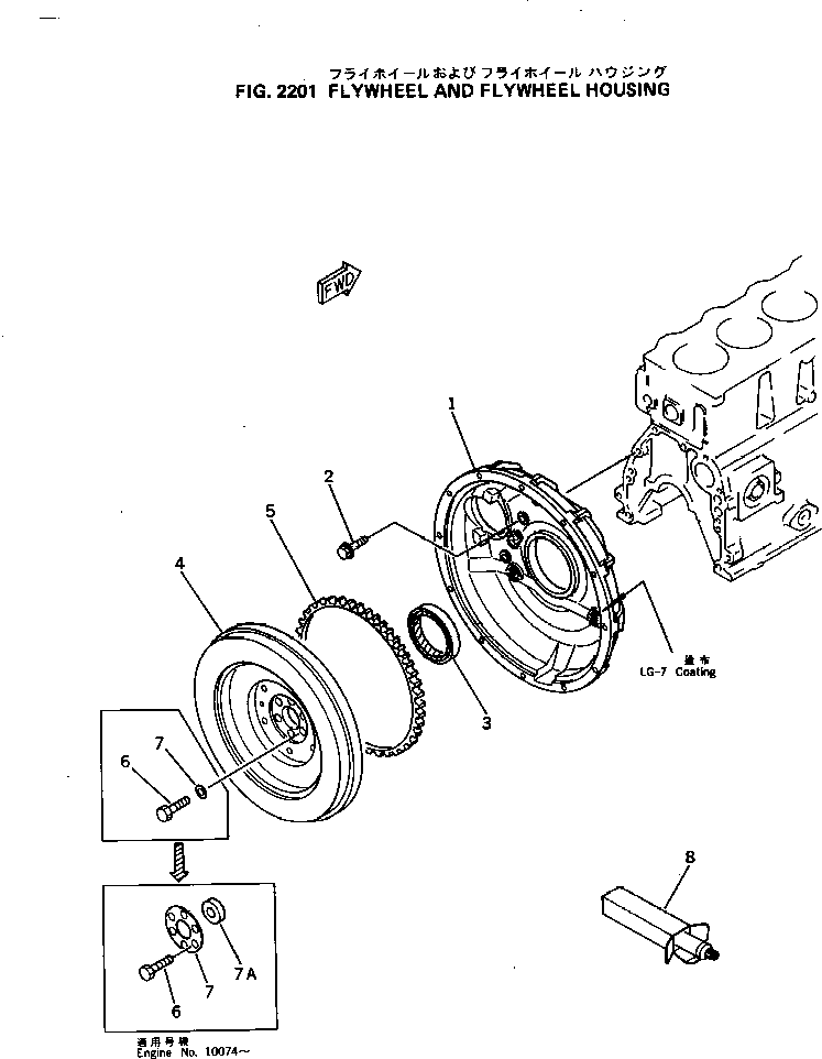 Engines Komatsu / 4D95L-W-1A S/N 10001-UP(4d95l-mc) / FLYWHEEL AND FLYWHEEL HOUSING(060050 : 2201)