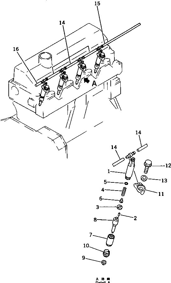 Engines Komatsu / 4D95L-1J S/N 22213-UP(4d95l-mr) / FUEL NOZZLE AND SPILL PIPE(#18897-)(120040 : 0421)