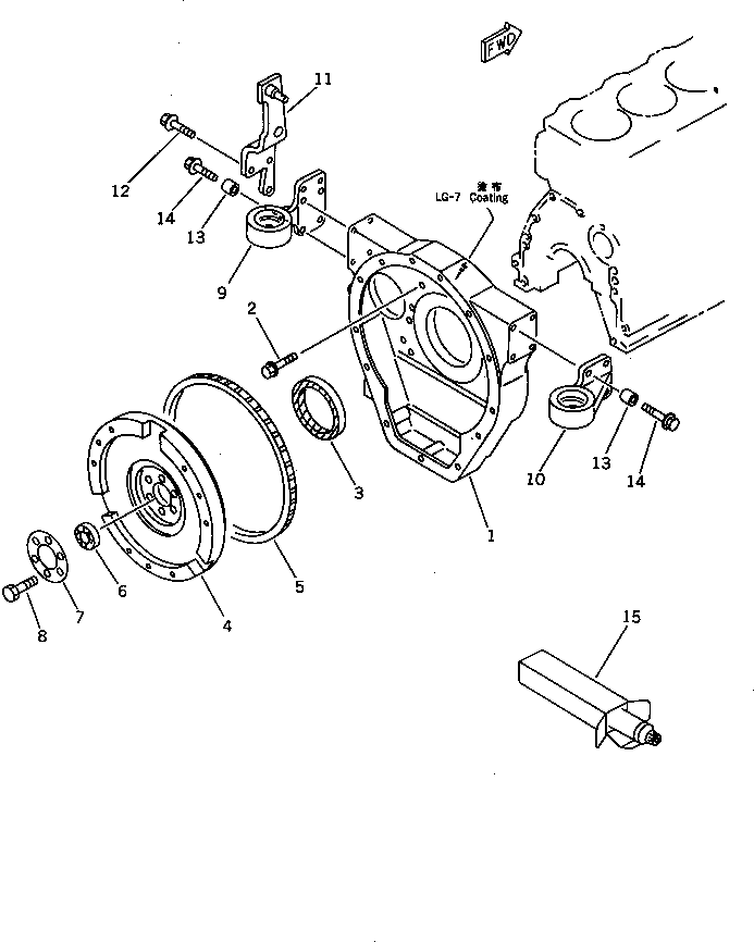 Engines Komatsu / 4D95S-W-1F-P S/N 23318-UP(4d95s-0r) / FLYWHEEL AND FLYWHEEL HOUSING(060070 : 0221)