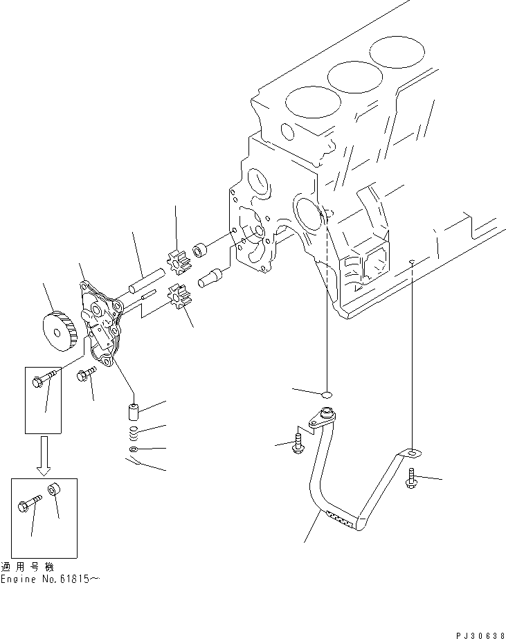 Engines Komatsu / 4D95S-W-1F-P S/N 23318-UP(4d95s-0r) / LUBRICATING OIL PUMP AND SUCTION PIPE(090010 : 0301)