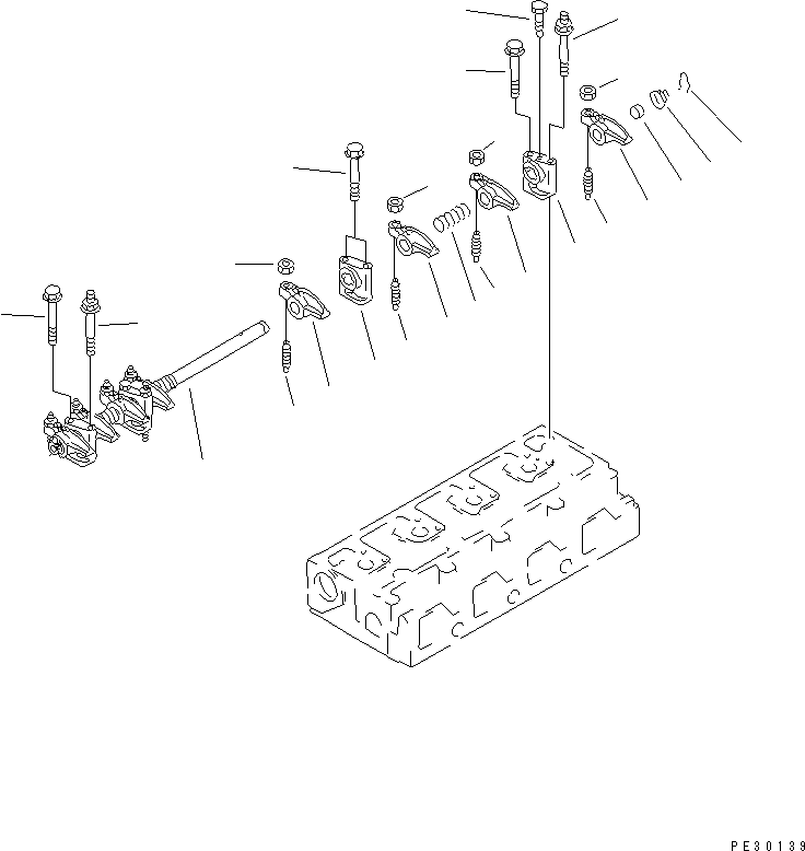 Komatsu parts book diagram for 4D95S-W-1F-Q S/N 23318-UP: ROCKER ARM