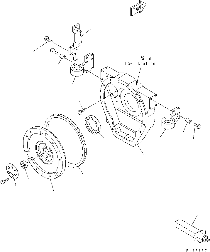 Komatsu parts book diagram for 4D95S-W-1F-Q S/N 23318-UP: FLYWHEEL AND FLYWHEEL HOUSING