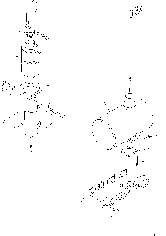 Engines Komatsu / 4D95S-W-1F-S S/N 23318-UP(4d95s-4c) / EXHAUST MANIFOLD AND MUFFLER (WITH SPARK ARRESTER)(030080 : 0152)