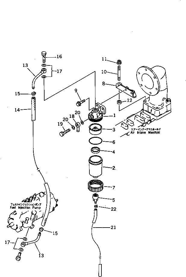 Engines Komatsu / 4D95S-W-1G-AP S/N 23318-UP(4d95s-7r) / WATER SEPARATOR AND PIPING(#43240-)(120040 : 0415)