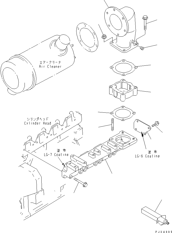 Engines Komatsu / 4D95S-W-1G-P S/N 23318-UP(4d95s-8r) / AIR INTAKE MANIFOLD AND CONNECTION(#30908-)(030050 : 0131A)