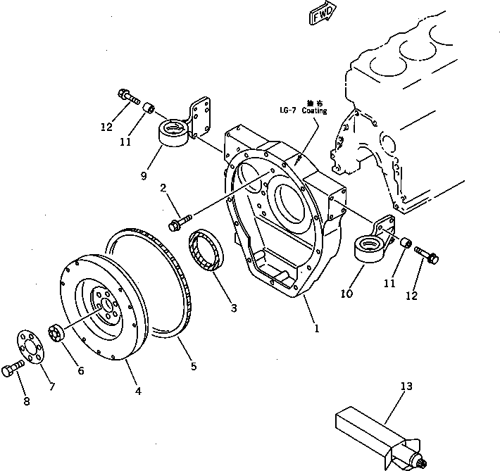 Engines Komatsu / 4D95S-W-1G-T S/N 23318-UP(4d95s-cr) / FLYWHEEL AND FLYWHEEL HOUSING(060040 : 0222)