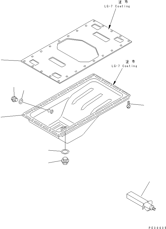 Komatsu parts book diagram for 4D95S-W-1G-S S/N 23318-UP: OIL PAN (DOUBLE BOTTOM TYPE)(#36389-74638)