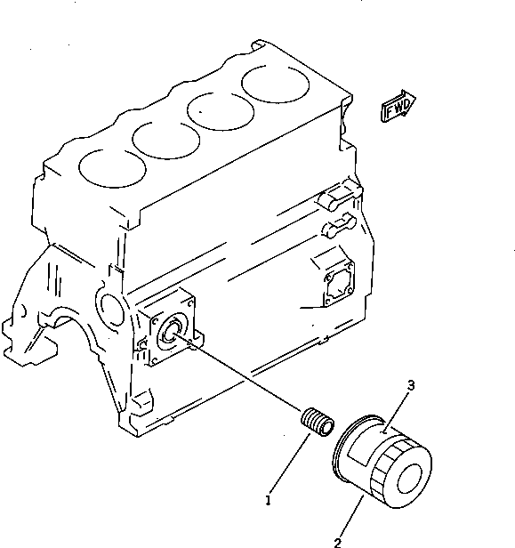 Komatsu parts book diagram for 4D95S-W-1G-S S/N 23318-UP: LUBRICATING OIL FILTER