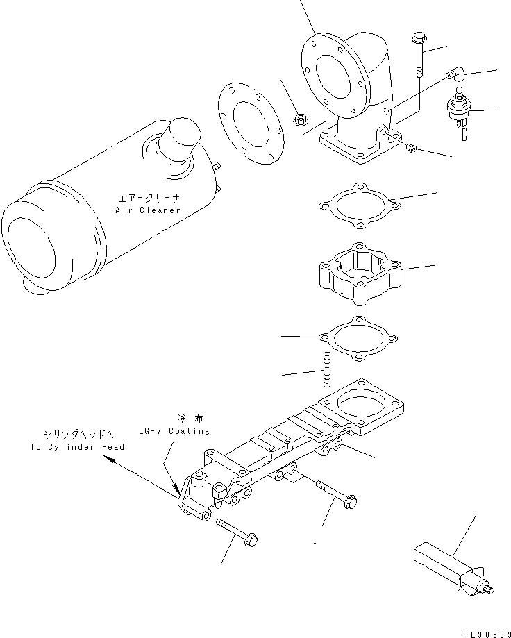 Komatsu parts book diagram for 4D95S-1J-T S/N 124813-UP: AIR INTAKE MANIFOLD(#136990-)
