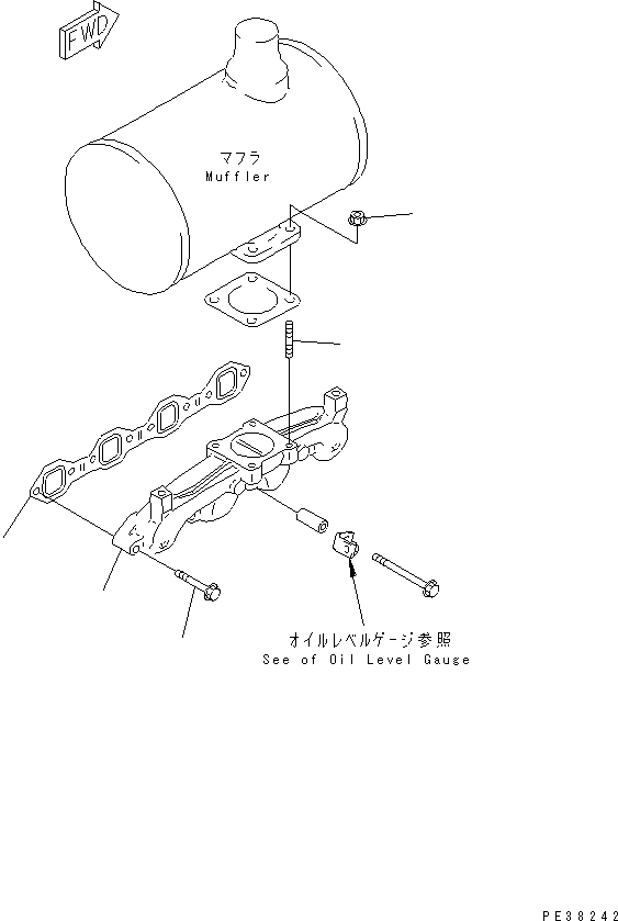 Komatsu parts book diagram for 4D95S-1J-T S/N 124813-UP: EXHAUST MANIFOLD