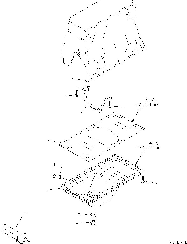 Komatsu parts book diagram for 4D95S-1J-T S/N 124813-UP: OIL PAN AND SUCTION TUBE(#136990-163445)