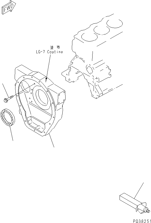 Komatsu parts book diagram for 4D95S-1J-T S/N 124813-UP: FLYWHEEL HOUSING