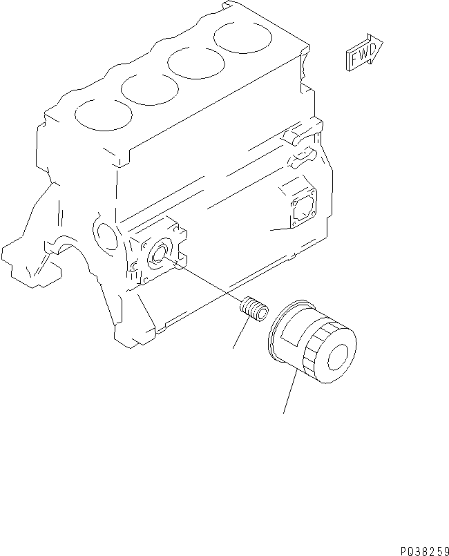 Komatsu parts book diagram for 4D95S-1J-T S/N 124813-UP: OIL FILTER