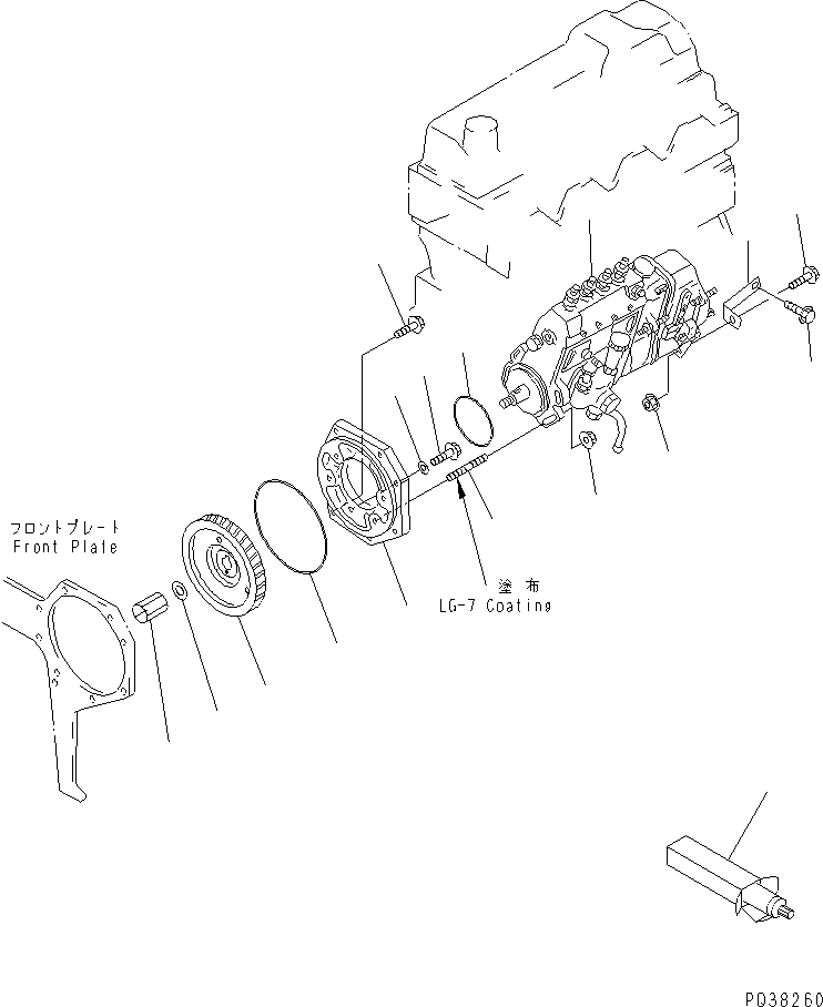 Komatsu parts book diagram for 4D95S-1J-T S/N 124813-UP: FUEL INJECTION PUMP MOUNTING(#136990-)