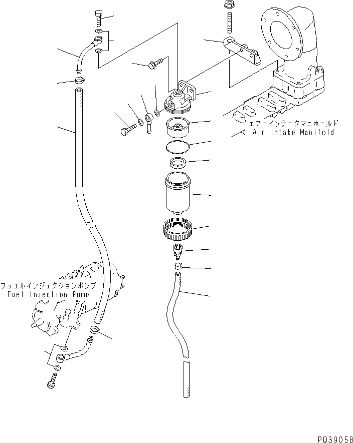 Komatsu parts book diagram for 4D95S-1J-T S/N 124813-UP: WATER SEPARATOR