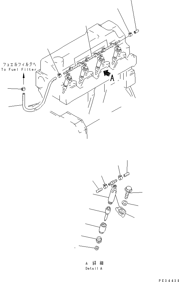 Komatsu parts book diagram for 4D95S-1J-T S/N 124813-UP: INJECTION NOZZLE(#157249-)