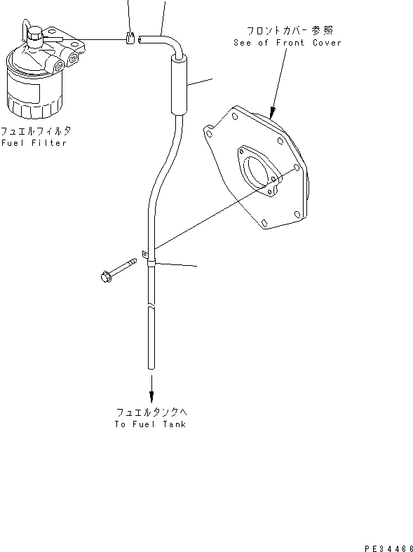 Komatsu parts book diagram for 4D95S-1J-T S/N 124813-UP: FUEL RETURN(#157193-)