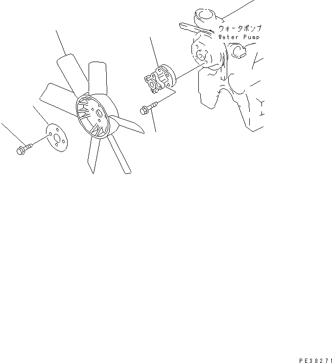 Komatsu parts book diagram for 4D95S-1J-T S/N 124813-UP: COOLING FAN