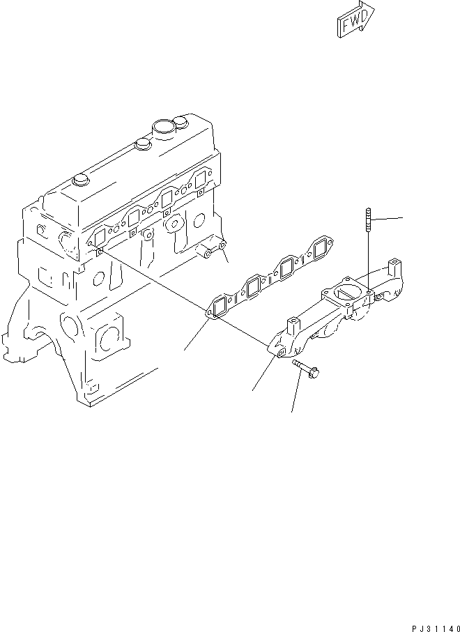 Engines Komatsu / 4D95S-W-1E S/N 17743-UP(4d95s-ic) / EXHAUST MANIFOLD(#16864-)(030080 : 0151)