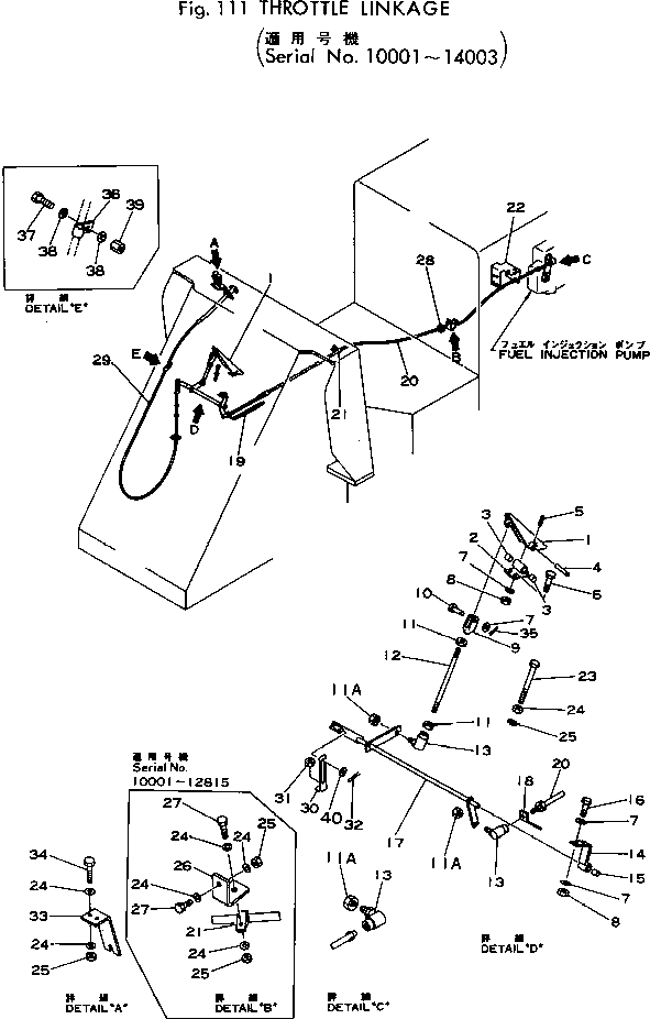 Wheel Loaders Komatsu / 510-1 S/N 10001-UP(510-1r) / THROTTLE LINKAGE(#10001-14003)(030040 : 111)