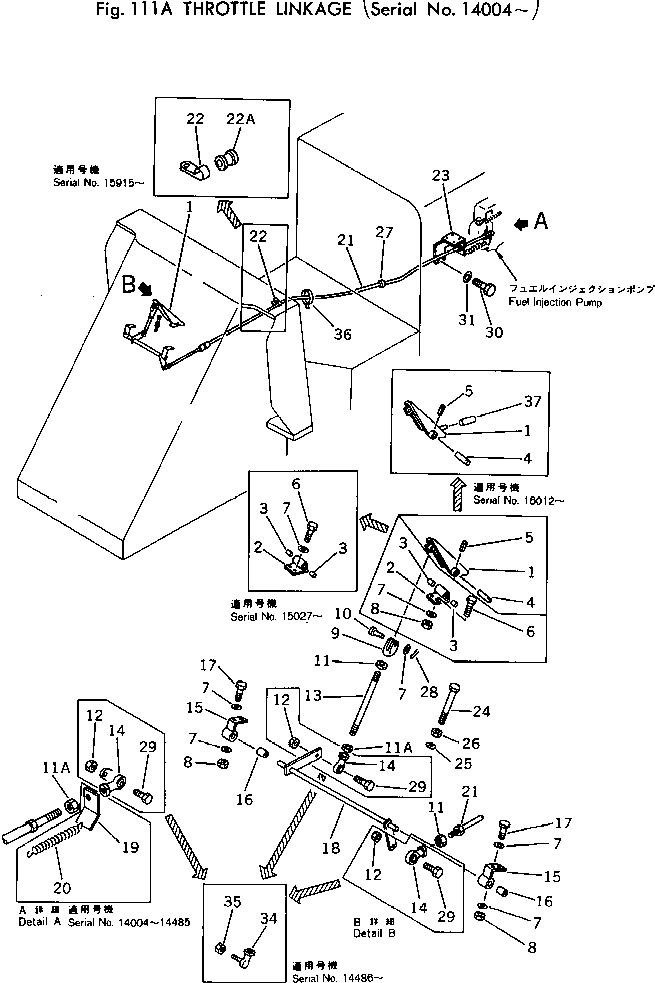 Wheel Loaders Komatsu / 510-1 S/N 10001-UP(510-1r) / THROTTLE LINKAGE(#14004-)(030050 : 111A)