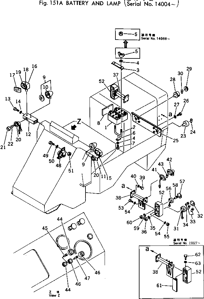 Wheel Loaders Komatsu / 510-1 S/N 10001-UP(510-1r) / BATTERY AND LAMP(#14004-)(030140 : 151A)
