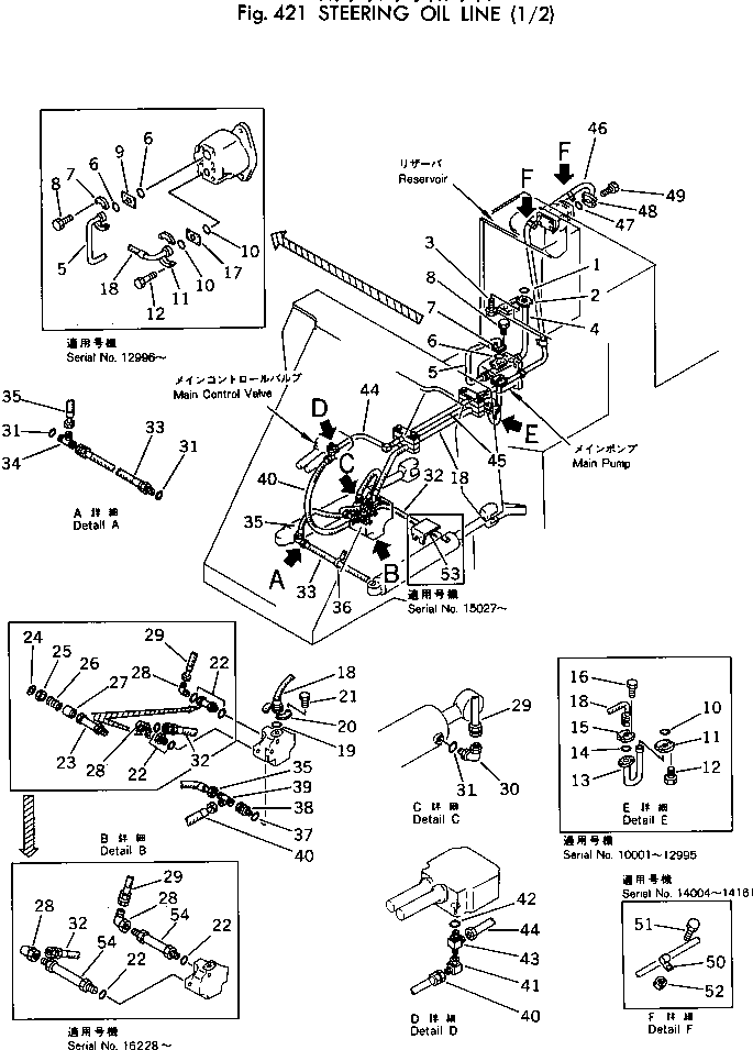 Wheel Loaders Komatsu / 510-1 S/N 10001-UP(510-1r) / STEERING OIL LINE (1/2)(120070 : 421)