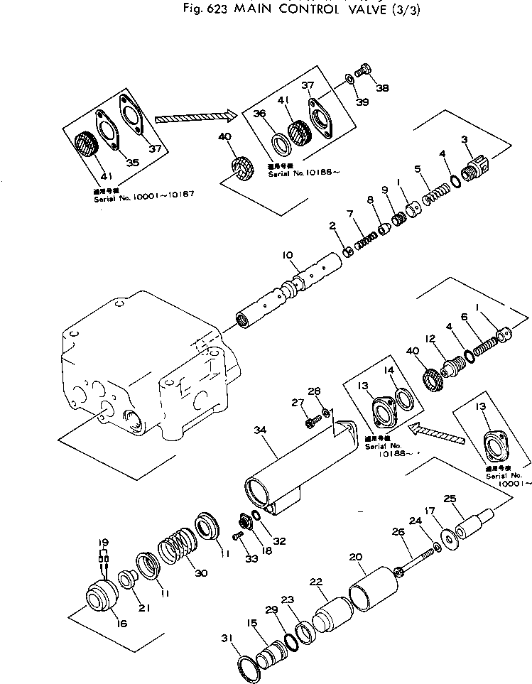 Wheel Loaders Komatsu / 510-1 S/N 10001-UP(510-1r) / MAIN CONTROL VALVE (3/3)(180070 : 623)