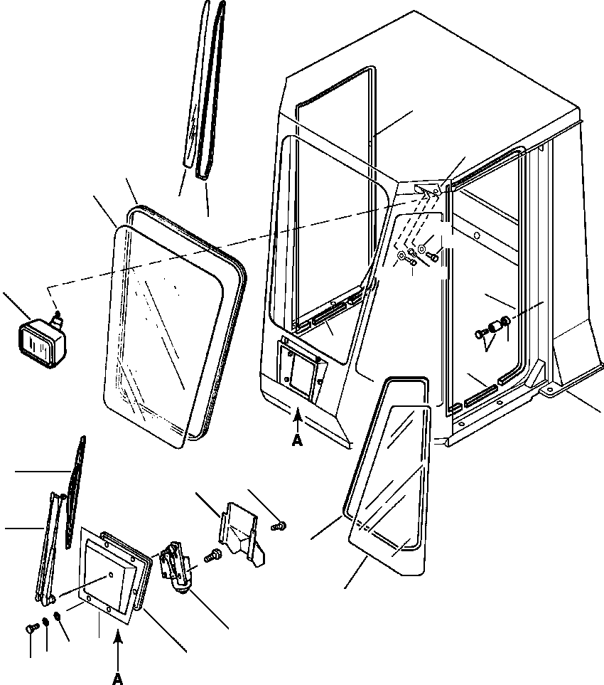 Wheel Loaders DRESSTA / 512 S/N C003001-UP(512) / ROPS CAB FRONT GLASS, WIPER, AND LIGHTS(05-058 : 05-058)