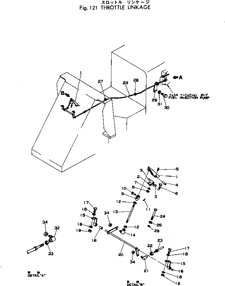 Wheel Loaders Komatsu / 515-1 S/N 10001-UP(515-1r) / THROTTLE LINKAGE(030050 : 121)