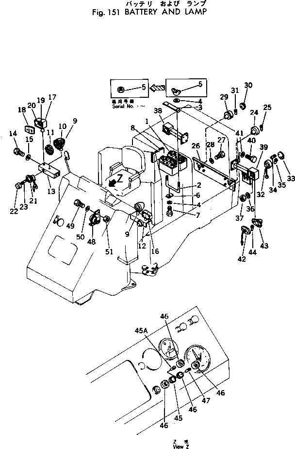 Wheel Loaders Komatsu / 515-1 S/N 10001-UP(515-1r) / BATTERY AND LAMP(030090 : 151)