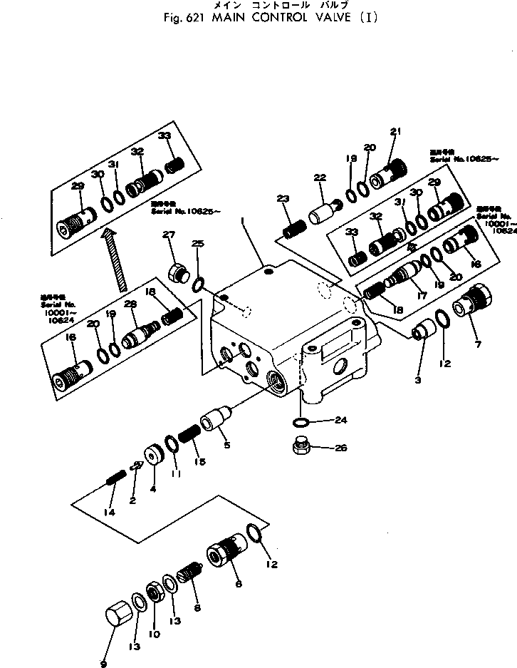 Wheel Loaders Komatsu / 515-1 S/N 10001-UP(515-1r) / MAIN CONTROL VALVE (1/3)(180010 : 621)