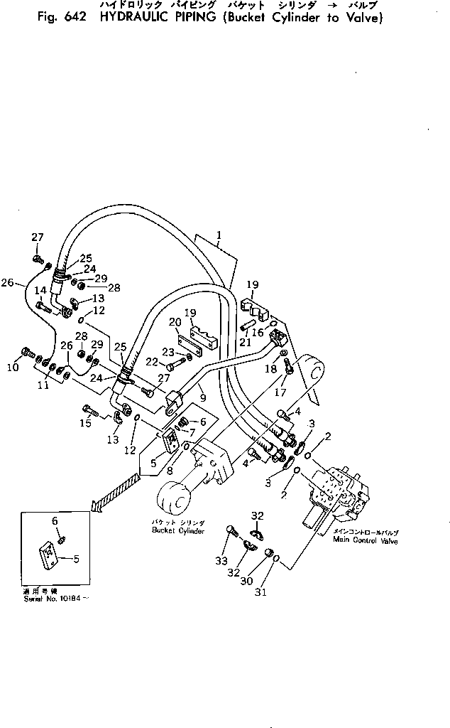 Wheel Loaders Komatsu / 520B-1 S/N 10001-UP(520b-1r) / HYDRAULIC PIPING (BUCKET CYLINDER TO VALVE)(180080 : 642)