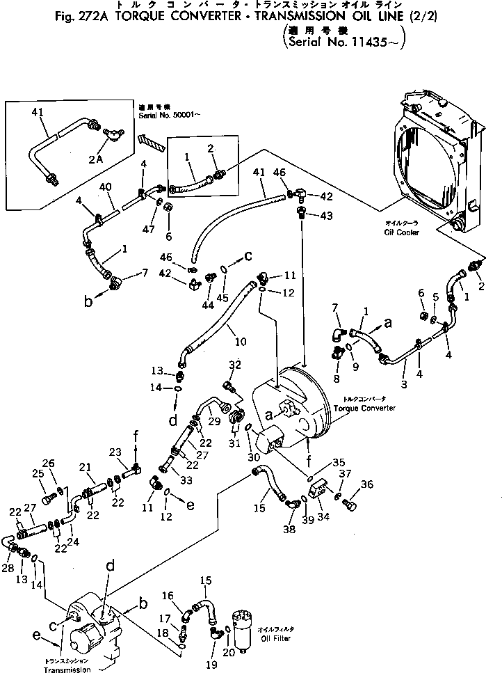 Wheel Loaders Komatsu / 530-1 S/N 10001-49999(530-1r) / TORQUE CONVERTER ? TRANSMISSION OIL LINE (2/2)(#11435-)(060200 : 272A)
