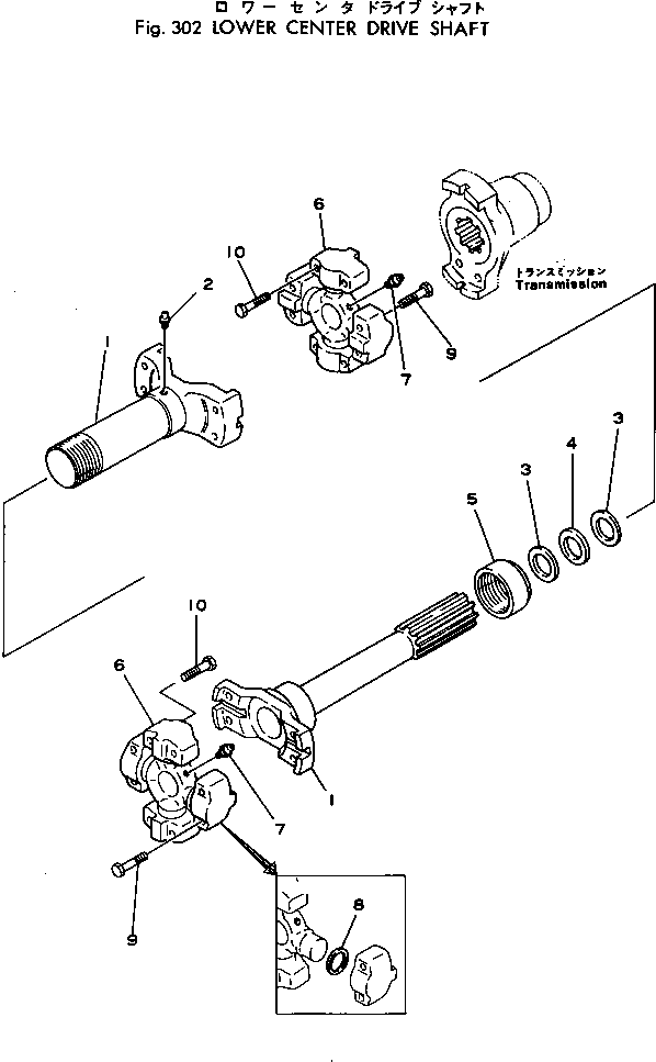 Wheel Loaders Komatsu / 530-1 S/N 10001-49999(530-1r) / LOWER CENTER DRIVE SHAFT(#10001-)(090020 : 302)