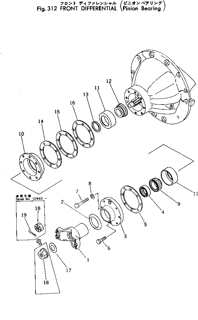 Wheel Loaders Komatsu / 530-1 S/N 10001-49999(530-1r) / FRONT DIFFERENTIAL (PINION BEARING)(#10001-)(090060 : 312)