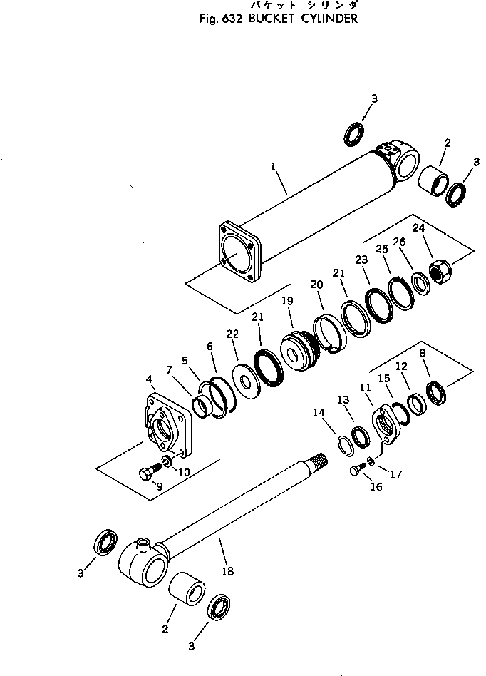 Wheel Loaders Komatsu / 530-1 S/N 10001-49999(530-1r) / BUCKET CYLINDER(#10001-)(180100 : 632)