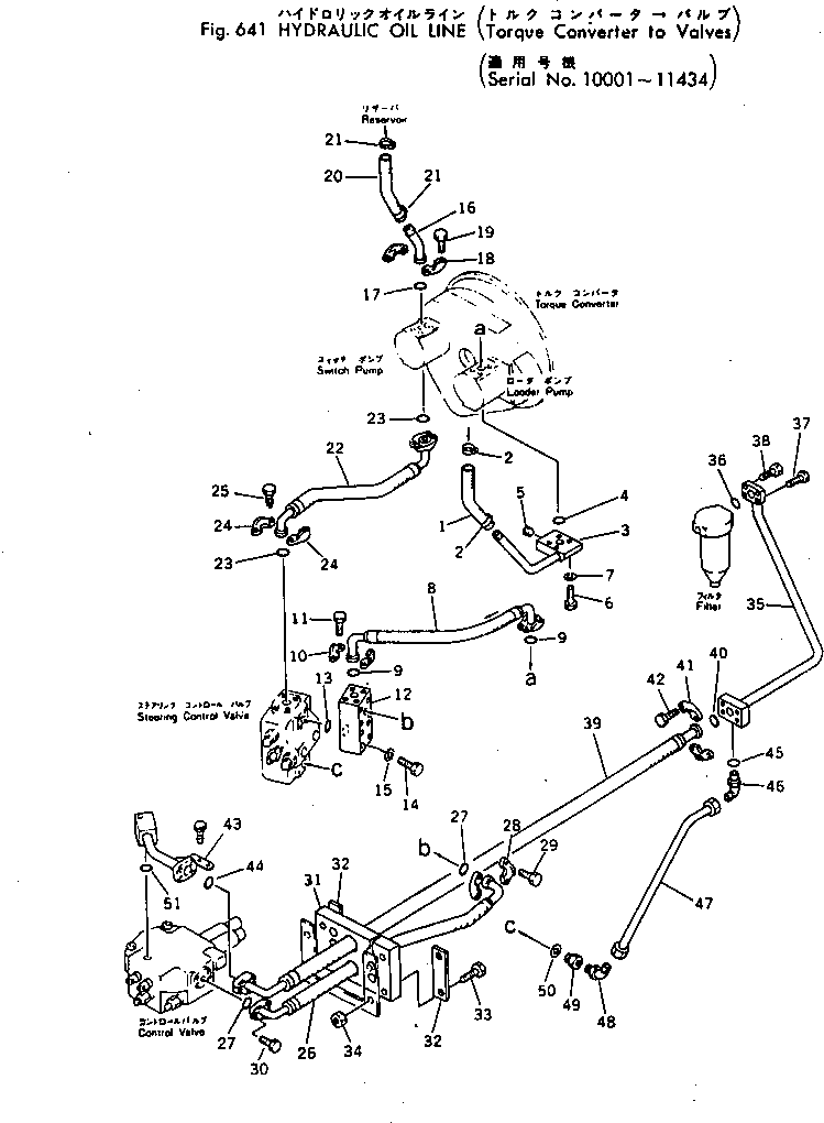 Wheel Loaders Komatsu / 530-1 S/N 10001-49999(530-1r) / HYDRAULIC OIL LINE (TORQUE CONVERTER TO VALVE)(#10001-11434)(180110 : 641)