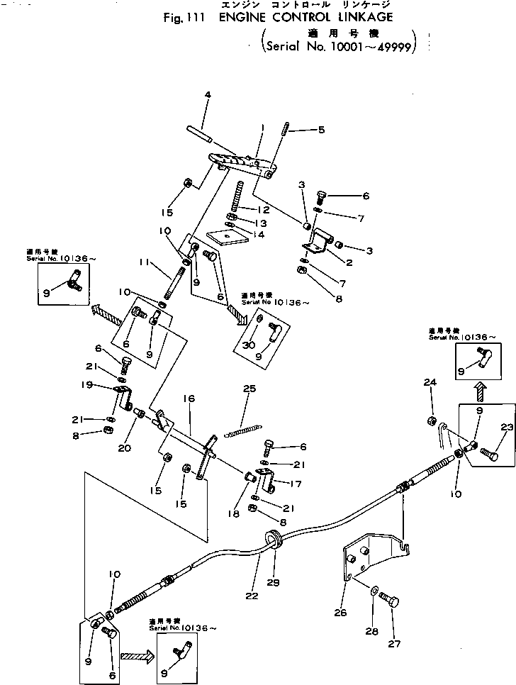 Wheel Loaders Komatsu / 540-1 S/N 10001-49999(540-1r) / ENGINE CONTROL LINKAGE(030020 : 111)